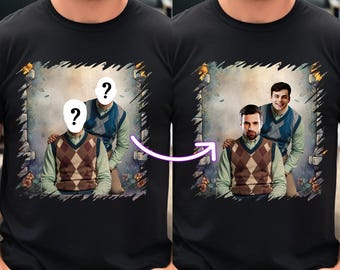 Custom Face Vintage T-Shirt, Personalized Step Brother Face Photo Shirt, Funny 90s Shirt, Customize Name and Picture Shirt, Unisex T-Shirt
