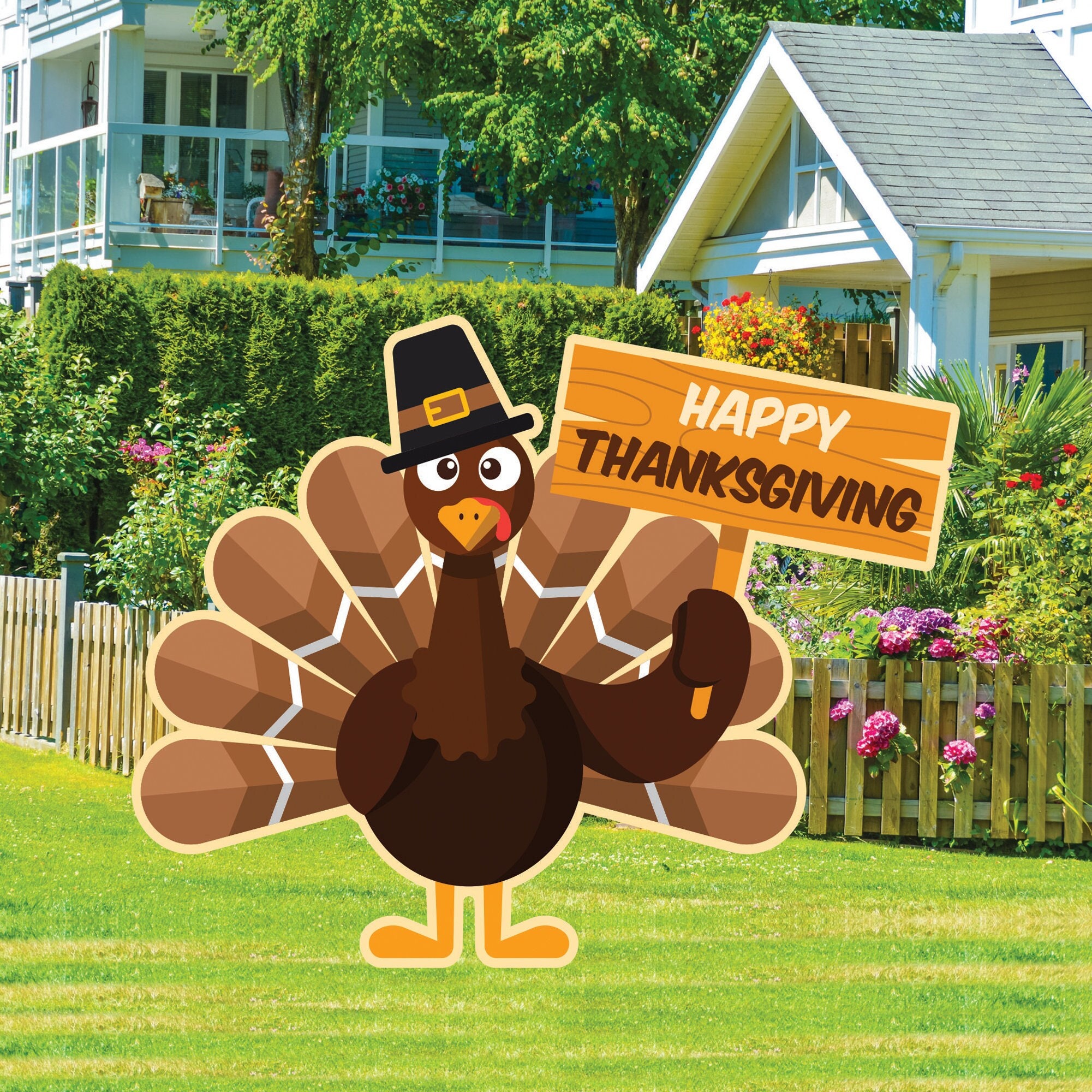 Turkey Tom Thanksgiving WiperTag & Decal - Waving Wing 'Give Thanks' Sign For Car Rear Wiper, Removable - View #7