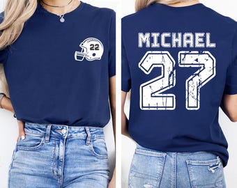 Custom Team Name and Number Football Shirt, Personalized Football Jersey Shirt, Custom Football Tee, School Varsity Team Shirt, Front Back