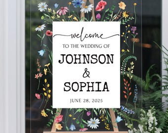 Wildflower Wedding Acrylic Sign, Custom Welcome Sign, Floral Sign for Weddings, Spring Wedding Sign, Flower Wedding Sign, Wildflower Sign