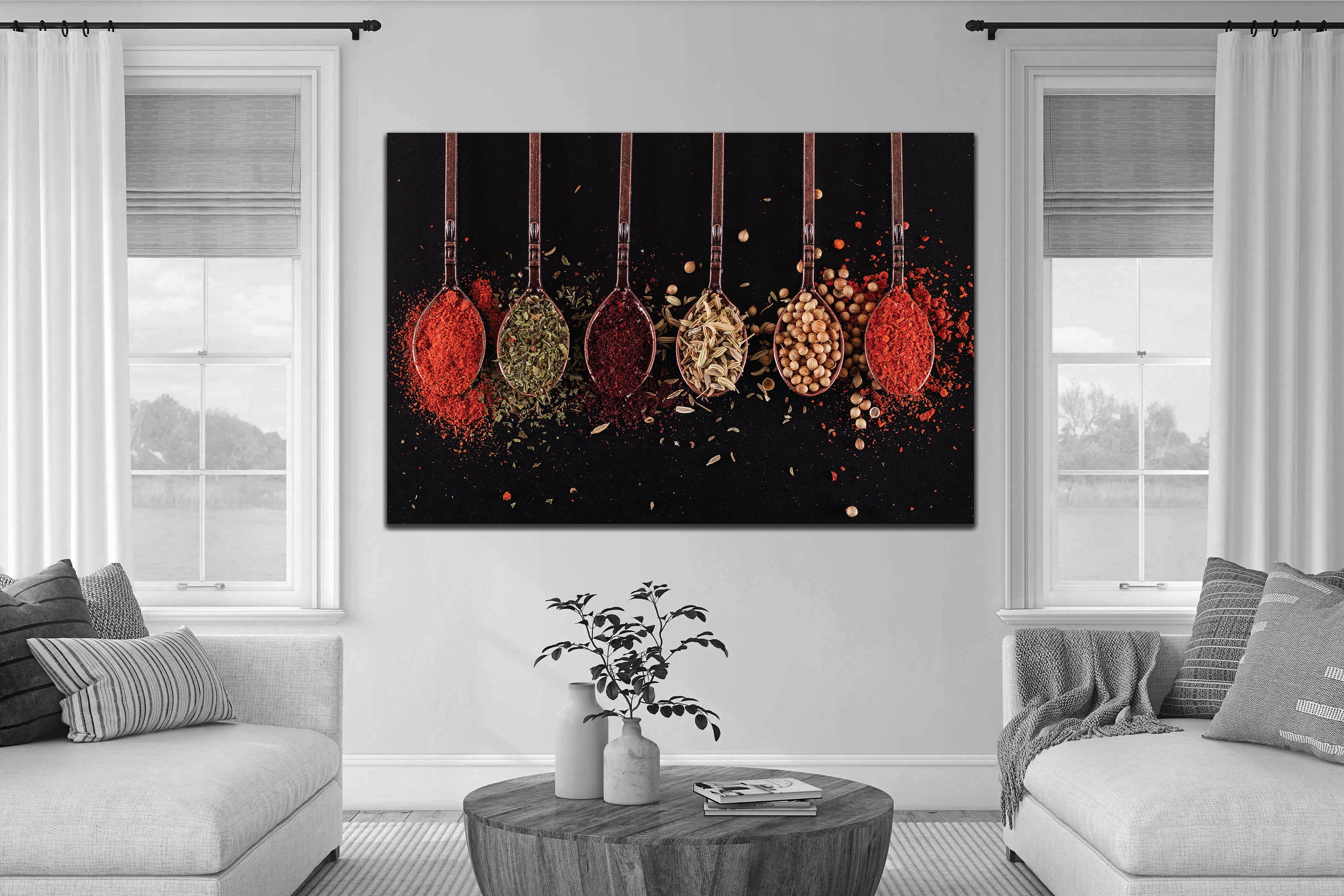 Kitchen Canvas Wall Art Kitchen Canvas Print Herbs Spices Etsy