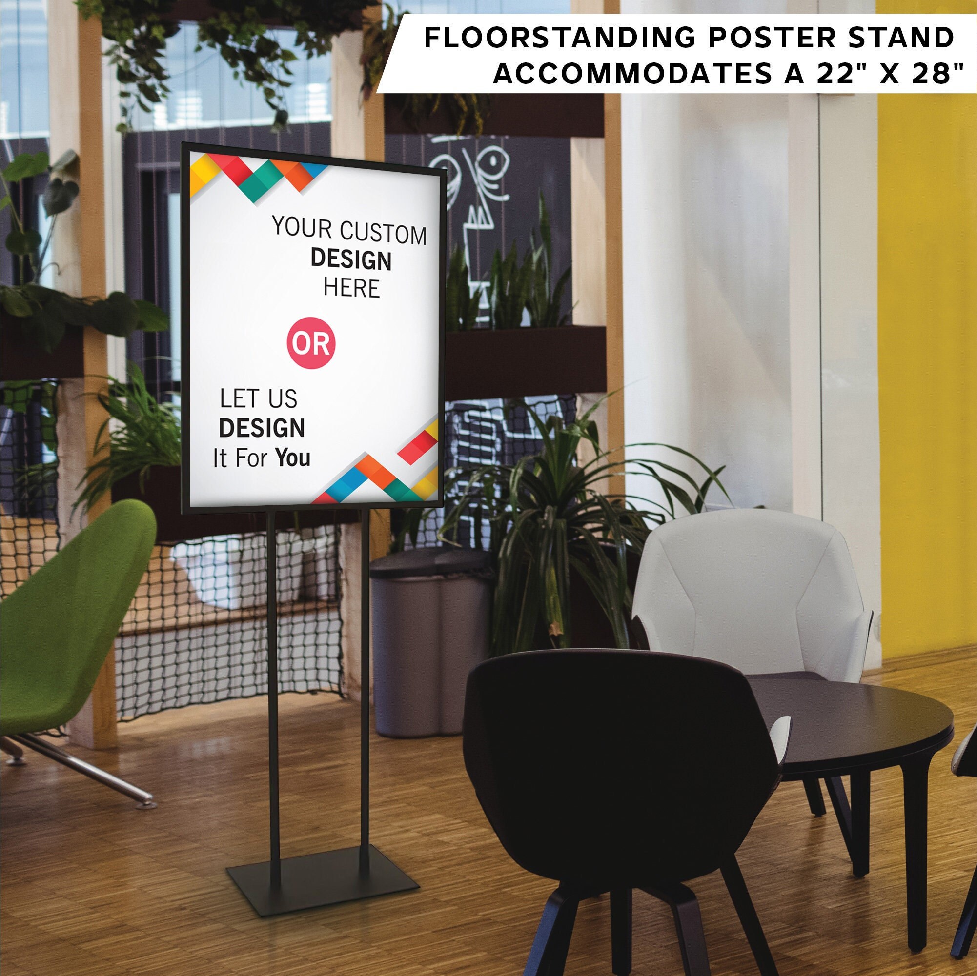 Custom Poster With Stand 22” X 28” - Double Sided Poster Sign Slide-in ...