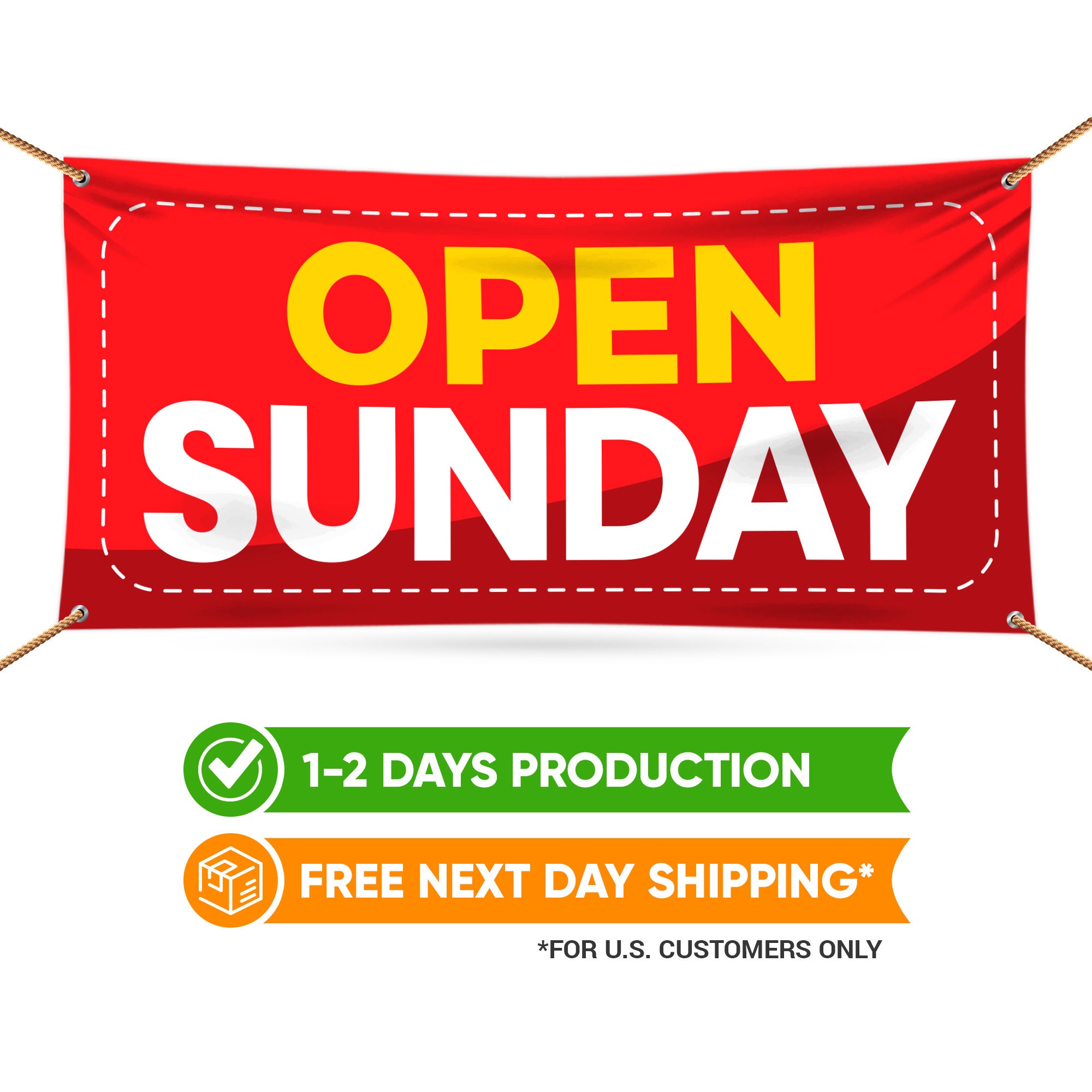 Open Sunday Banner Sign - 13 Oz Heavy Duty Waterproof Open Sunday