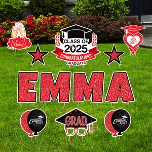 Personalized Graduation Yard Sign Letters 16&quot;, Custom Graduation Yard Cutouts Congratulations Grad 2025 Yard Décor With Metal Stakes