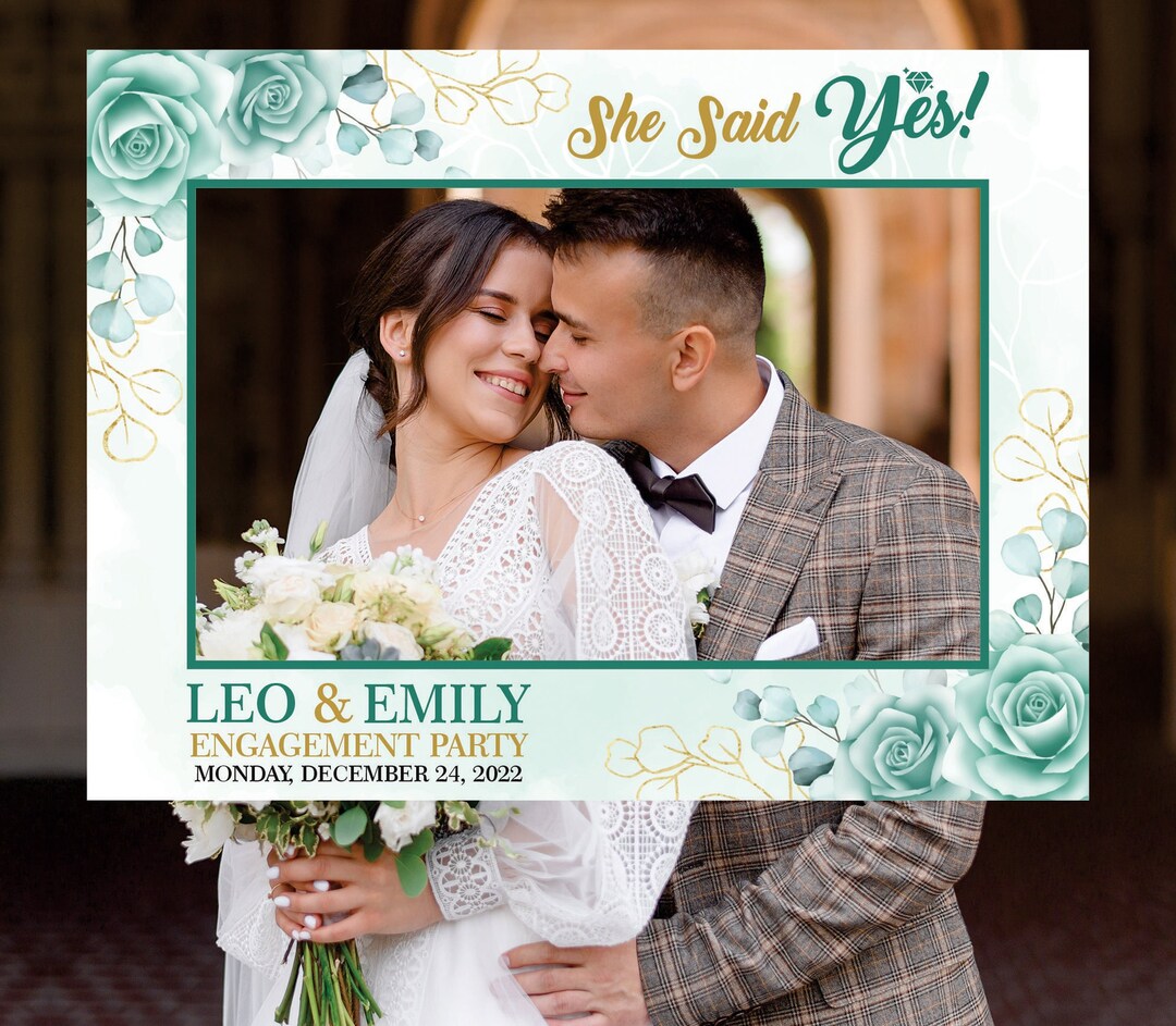 Personalized Engagement Selfie Frame, Floral Engagement Selfie Frame