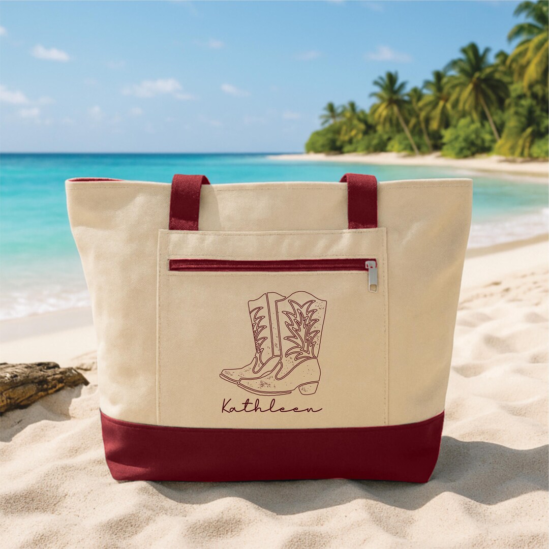 Personalized Cowgirl Tote Bag With Zipper, Nashville Bachelorette Party ...