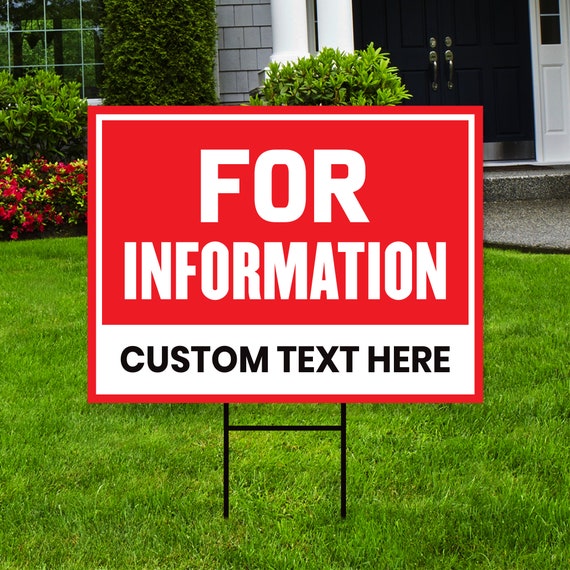 For Information Yard Sign Personalized Coroplast Long Etsy