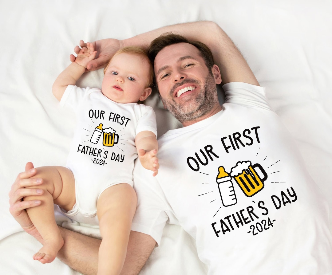 Bullshirt Happy First Fathers Day - Body In 100% Cotone Per Neonati, Regalo Per La Prima Festa Del Papà