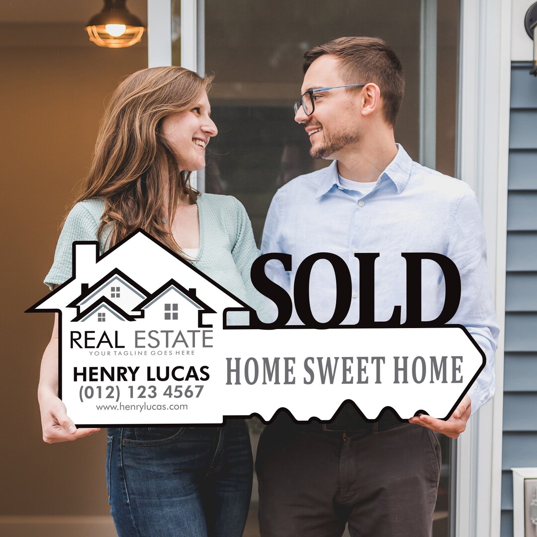 Personalized Real Estate Marketing Key Cutout Sign, Customized Realtor ...