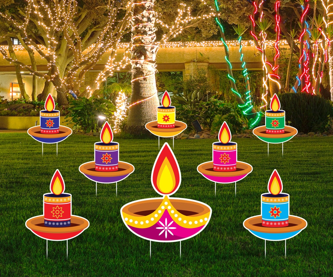 Happy Diwali Yard Sign Party Cutouts Coroplast Indian Diwali Etsy