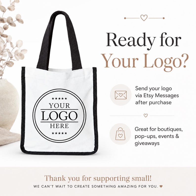 Custom Logo Small Tote Bag, Personalized Business Logo Bag, Sublimation ...