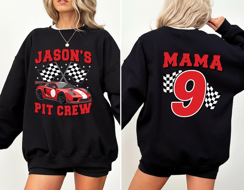 Sweatshirt Back Racing Graphics Personalized Pit Crew Sweatshirt, Custom Racing Tee, Family Matching ...