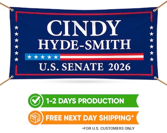 Cindy Hyde-Smith Pour le Mississippi, bannière du Sénat américain, bannière en vinyle imperméable de 13 oz pour l'élection du Sénat américain 2026 avec oeillets en métal
