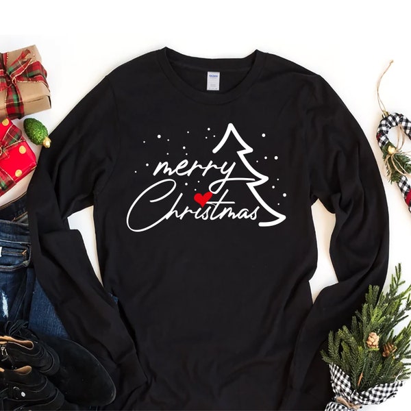 Merry Christmas Long Sleeve T-Shirt, Christmas Family Unisex Long Sleeve Shirt, Christmas Shirt For Kids, Xmas Shirt, Christmas Shirt - 1009