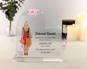 Personalized Graduation Acrylic Heart Plaque, Class of 2026, Custom Portrait Graduation Gift for Her, Gift for Daughter, Granddaughter