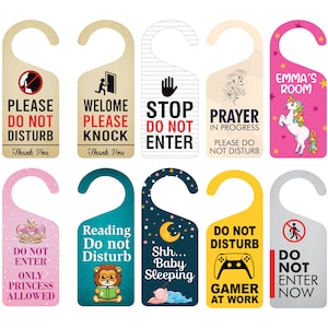 Custom Door Hanger, Personalized Doorknob Sign, PVC Door Knob Hanger Sign, Do Not Disturb, in Session, in a Meeting, Please Knock
