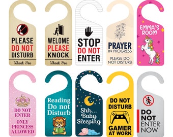 Custom Door Hanger, Personalized Doorknob Sign, PVC Door Knob Hanger Sign, Do Not Disturb, in Session, in a Meeting, Please Knock