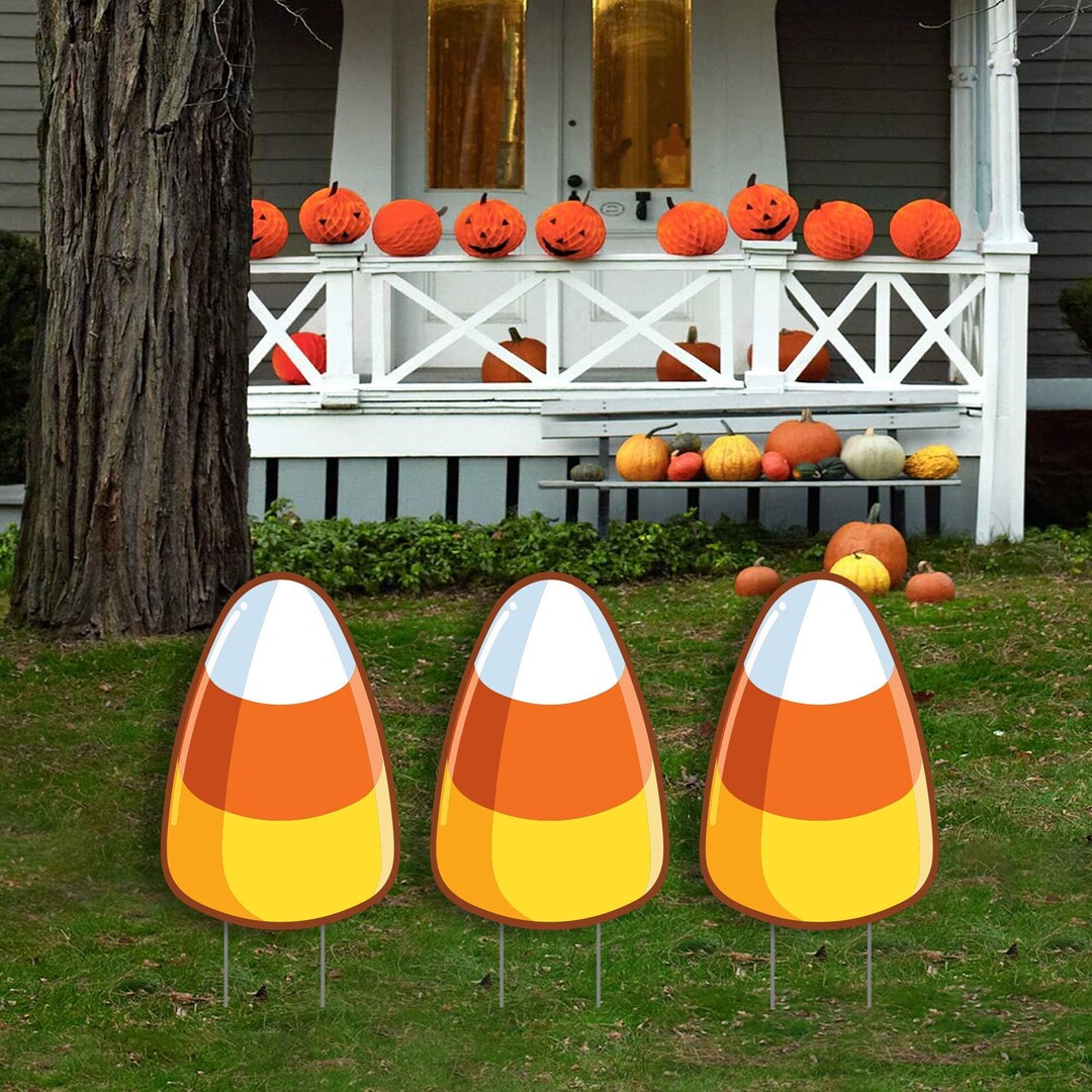 Halloween Candy Corn Yard Sign Cutouts Halloween Decorations Etsy