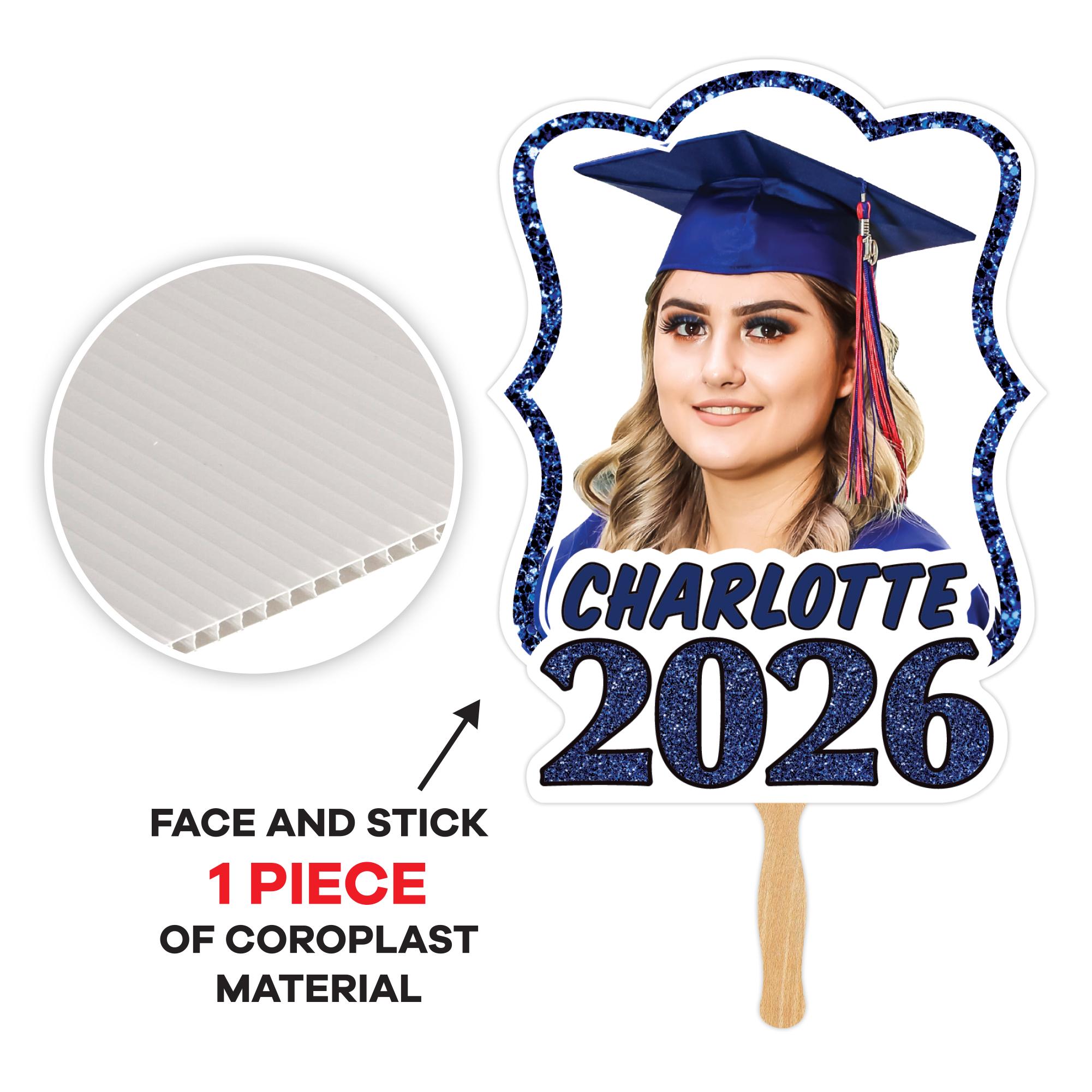 Grad Face Sticks Custom Face Fans With Wooden Handle, Graduation Head, Grad Face Fans ...