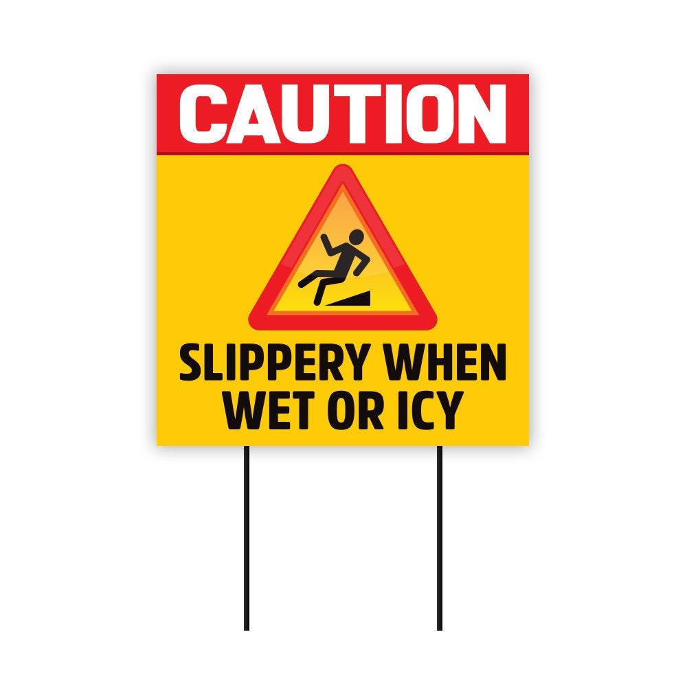 CAUTION SLIPPERY WHEN WET  Plastic Coroplast Sign 8"X12" w/Grommets  25% OFF 3! 