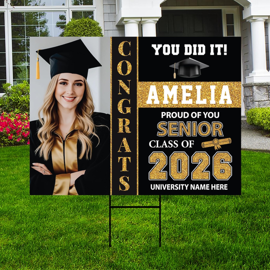 Personalized Graduation Yard Sign With Photo Class of 2026, Custom ...