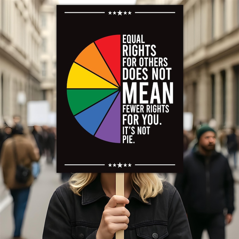 Equal Rights, No Kings In America Protest Sign, Anti-Trump Resistance, Political Activist Poster, Rally Sign, Resist Fascism Protest Poster image 1
