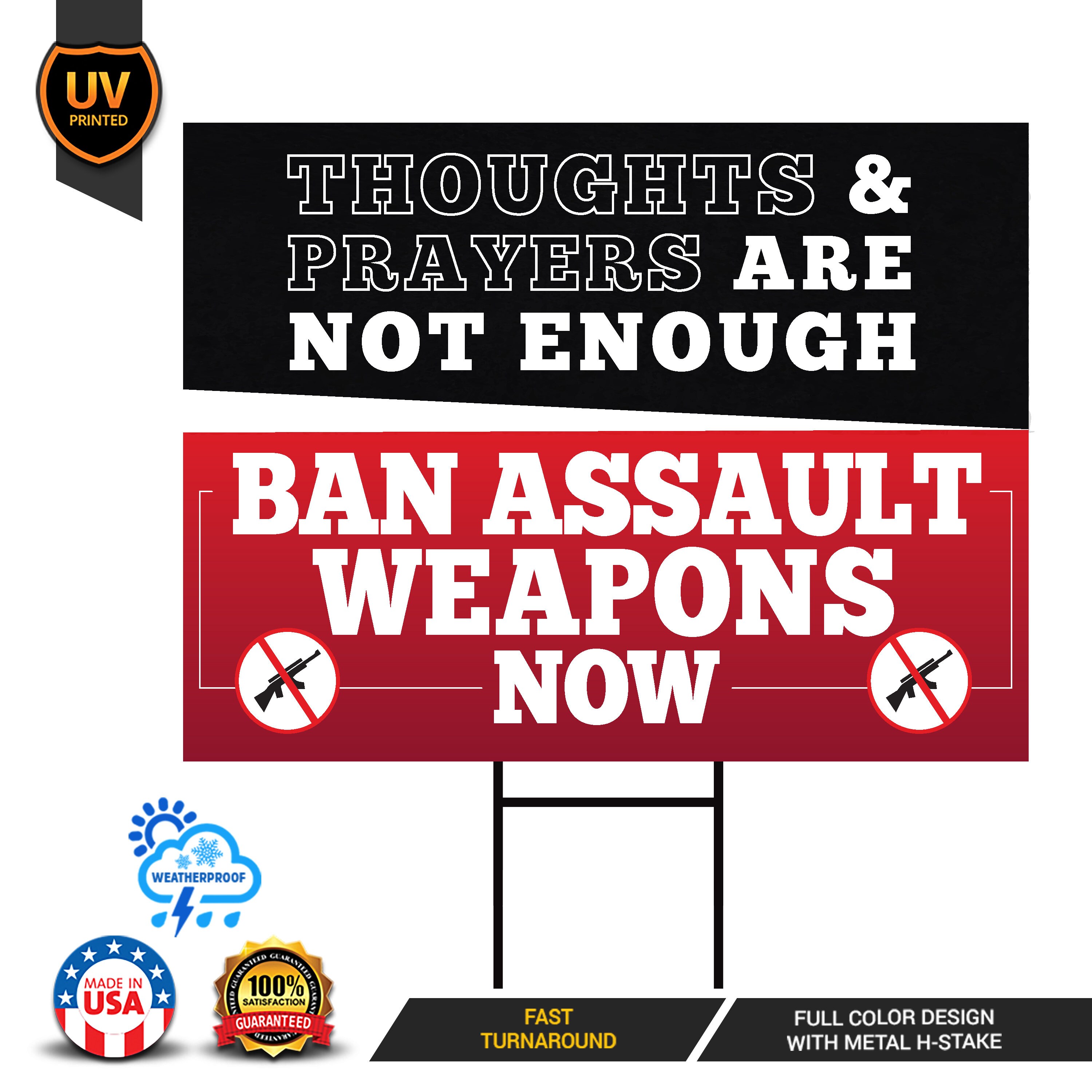 Weapons Ban Sticker Ban Assault Weapons Yard Sign - Coroplast Gun Control Stop Guns Lawn ...