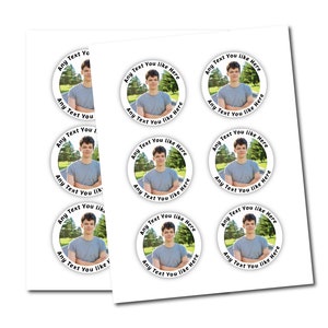 Custom Photo Stickers With Personalized Text - Round Birthday Labels ...