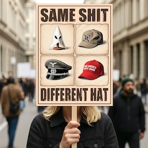 No Kings In America Protest Sign, Anti-Trump, Different Hats, Democracy Not Oligarchy Political Activist Poster  Resist Fascism Rally Sign