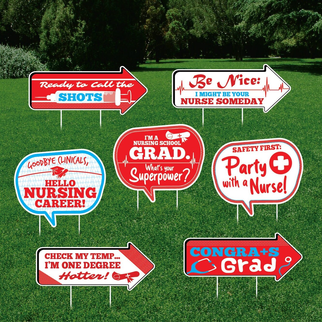 Nurse Graduation Yard Sign Decorations Cutouts, Congrats Grad Lawn Decorations Medical Nursing