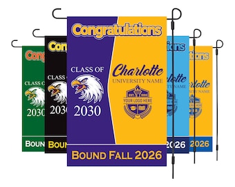 Personalized College Bound Garden Flag, Double Sided Future Graduate Custom Decor, University Bound Yard Sign, Class of 2026 Graduation Flag
