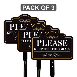 Lot de 3 panneaux de signalisation « Please Keep Off the Grass » avec piquet de 16 po., Panneau d'avertissement en aluminium « Rester hors de l'herbe »
