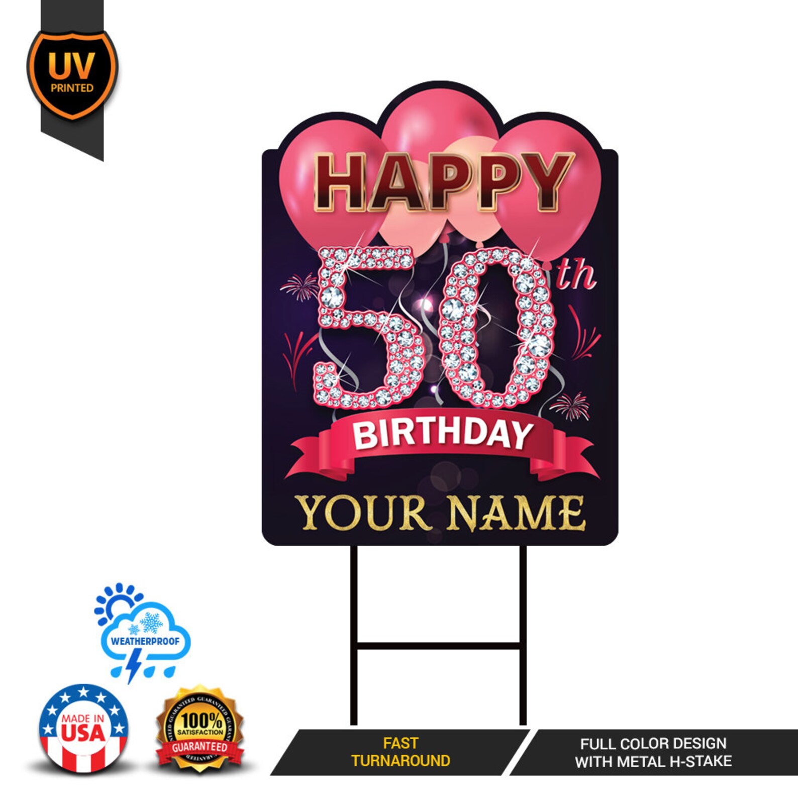 50th Birthday Yard Sign Decorations 18 X 24 Etsy