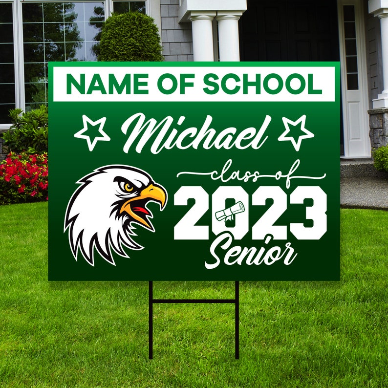 Personalized Graduation Yard Sign 2023 With Mascot 2023 Senior Etsy