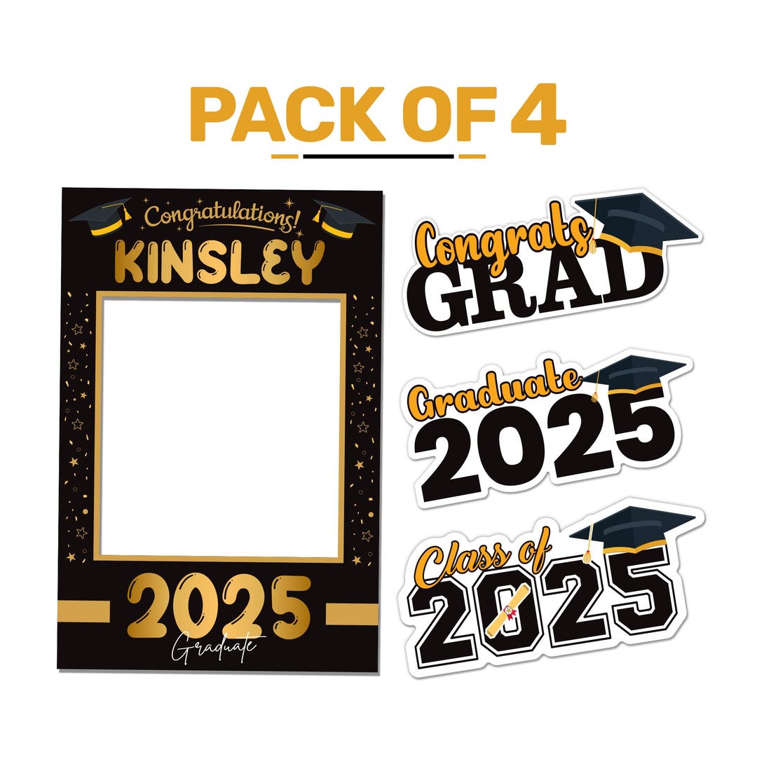 Buy 4 Pack Personalized Graduation 2025 Selfie Frame Photo Booth Props