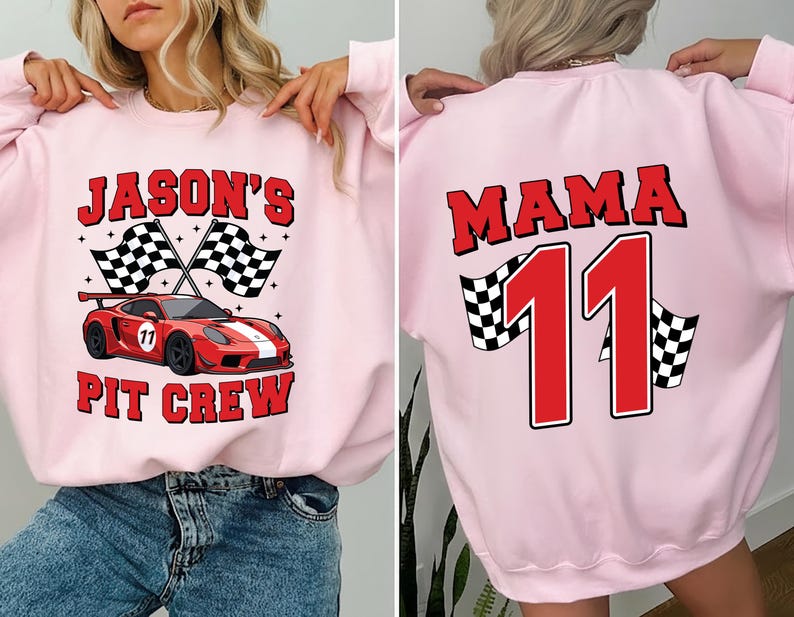Sweatshirt Back Racing Graphics Personalized Pit Crew Sweatshirt, Custom Racing Tee, Family Matching ...