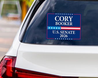 Autocollant en vinyle Cory Booker pour le Sénat du New Jersey 2026, sticker Vote Cory Booker, autocollant pour pare-chocs des élections sénatoriales du New Jersey 2026, 6 x 4,5 pouces