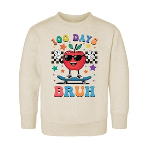 100 Days of School Bruh Toddler Sweatshirt, Boys 100 Days of School Shirt, Toddler Shirt, Cute Kids School Tee, Milestone Celebration Outfit