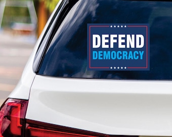 Adhesivo de vinilo para defender la democracia, adhesivo para resistir el odio, adhesivo anti-Trump, adhesivo para resistir el racismo, adhesivo para parachoques de coche contra el fascismo, 6" x 4,5"