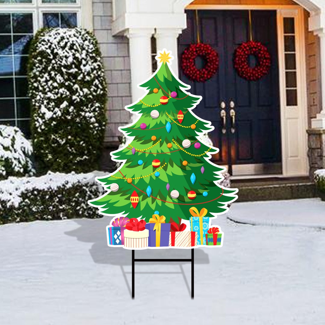 Christmas Tree Yard Sign 18 X 24 Coroplast Long Etsy