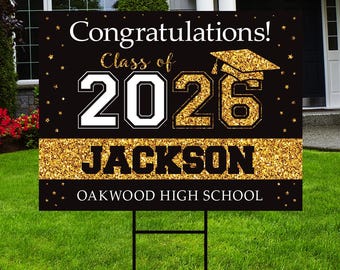 Personalized Graduation College Yard Sign 2026, College Bound Sign, Class of 2026, Custom Graduation 2026 Yard Sign with Metal H-Stake