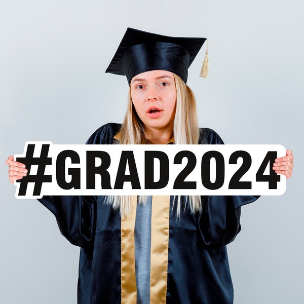 Personalized Hashtag 2024 Graduation Sign, PVC Custom Any Text Cutout Party Prop Sign, Graduations Party, Graduation 2024, Photo Booth Prop