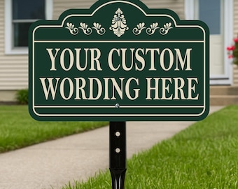 Custom Yard Sign with 16" Stake, Personalized Outdoor Aluminum Sign with Your Wording, Rust-Free Lawn Plaque for Home, Garden, or Business
