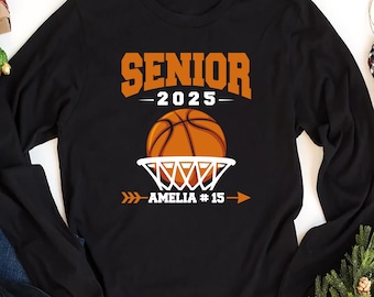Custom Basketball Senior Long Sleeve T-Shirt, Personalized Basketball Senior 2025 Unisex Shirt, Customized Basketball Senior Night Gift
