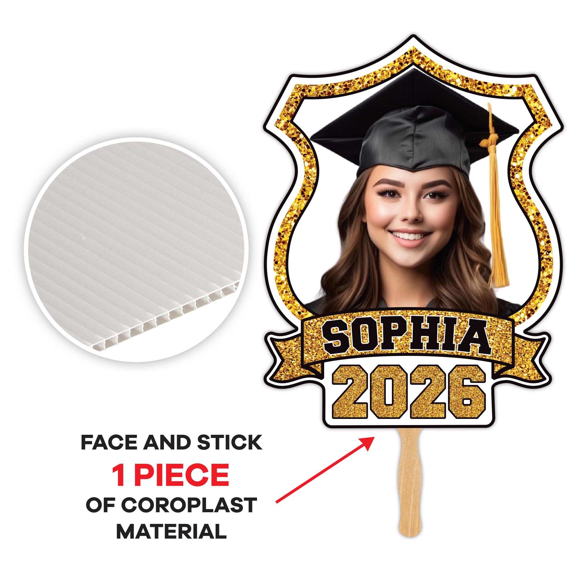 Grad Face Sticks Custom Face Fans With Wooden Handle, Graduation Head, Grad Face Fans ...