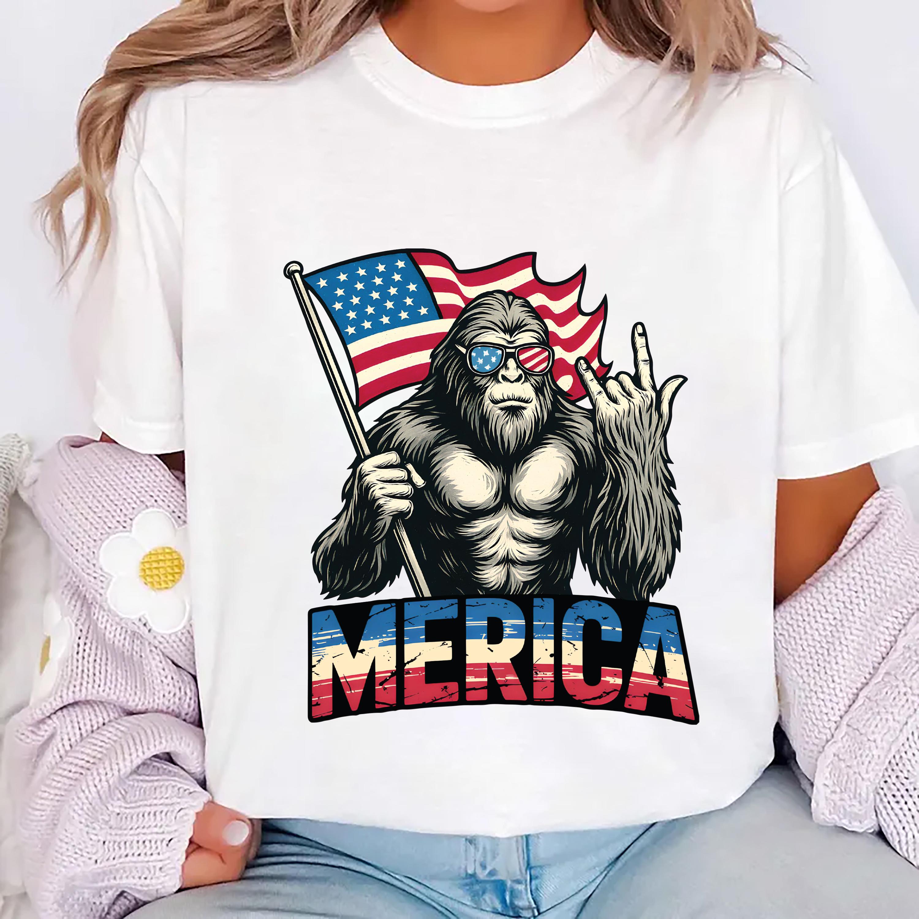 【即決のみ】TRIBAL USA XXL アメリカンフットボールシャツ Bigfoot Merica Rock Shirt, Patriotic American Flag Sweatshirt