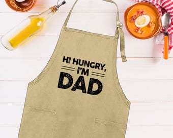 Hi Hungry I’m Dad Grill Apron, Funny BBQ Apron for Dad, Cooking Apron for Men, Father’s Day Gift, Cute Dad Joke Apron for Grill Lovers