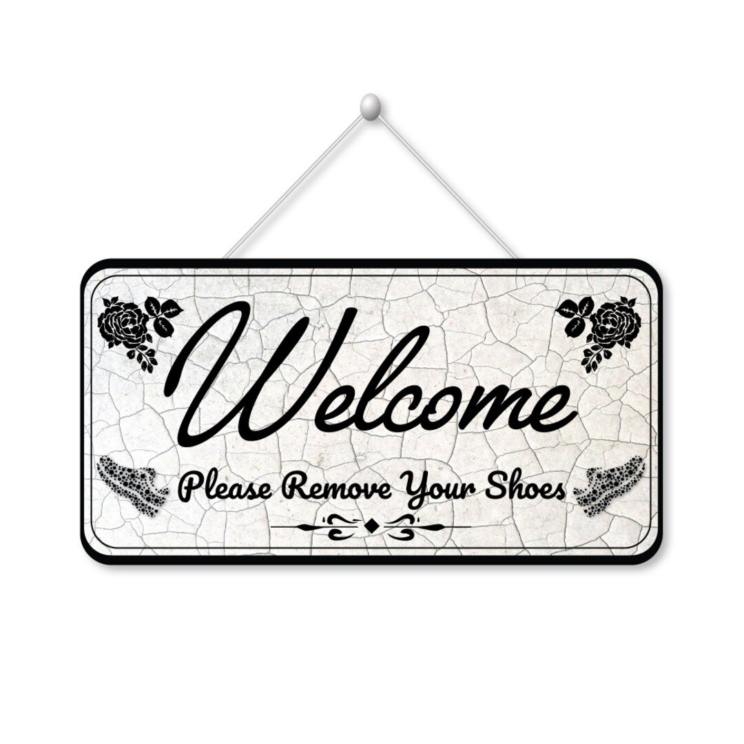 Please Remove Your Shoes at the Door Sign 10 X 5, Easy to Mount PVC No Shoes Sign, Leave Shoes ...