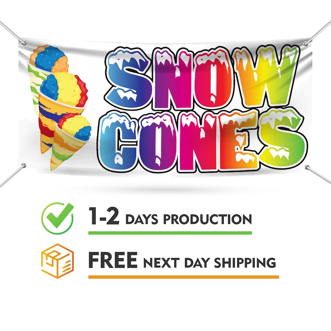 Snow Cones Banner Sign 13 Oz Heavy Duty Waterproof Snow - Etsy