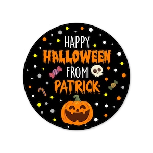 Personalized Happy Halloween Stickers, Pumpkin Custom Halloween Stickers, Trick or Treat Labels, Halloween Favors, Treat Bag Stickers